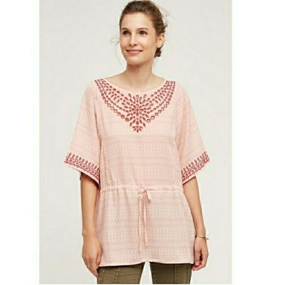Anthropologie Euphemia Peasant Top Pullover Pink Size Small One September - Picture 1 of 7